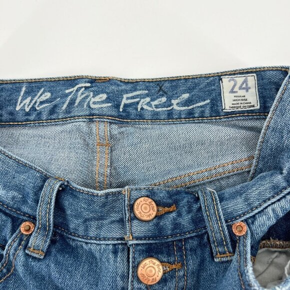 Free People 5 Button Fly Destroyed Jeans Skinny Cropped Size 24 Grunge Beach - Picture 8 of 10